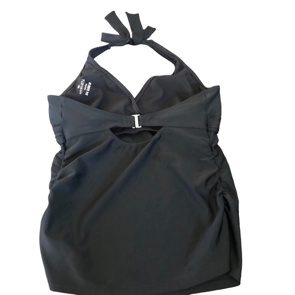 Athleta Twist Underwire Bra Cup Tankini Black 34D/DD Tall Halter Cut Out Back - Picture 3 of 5